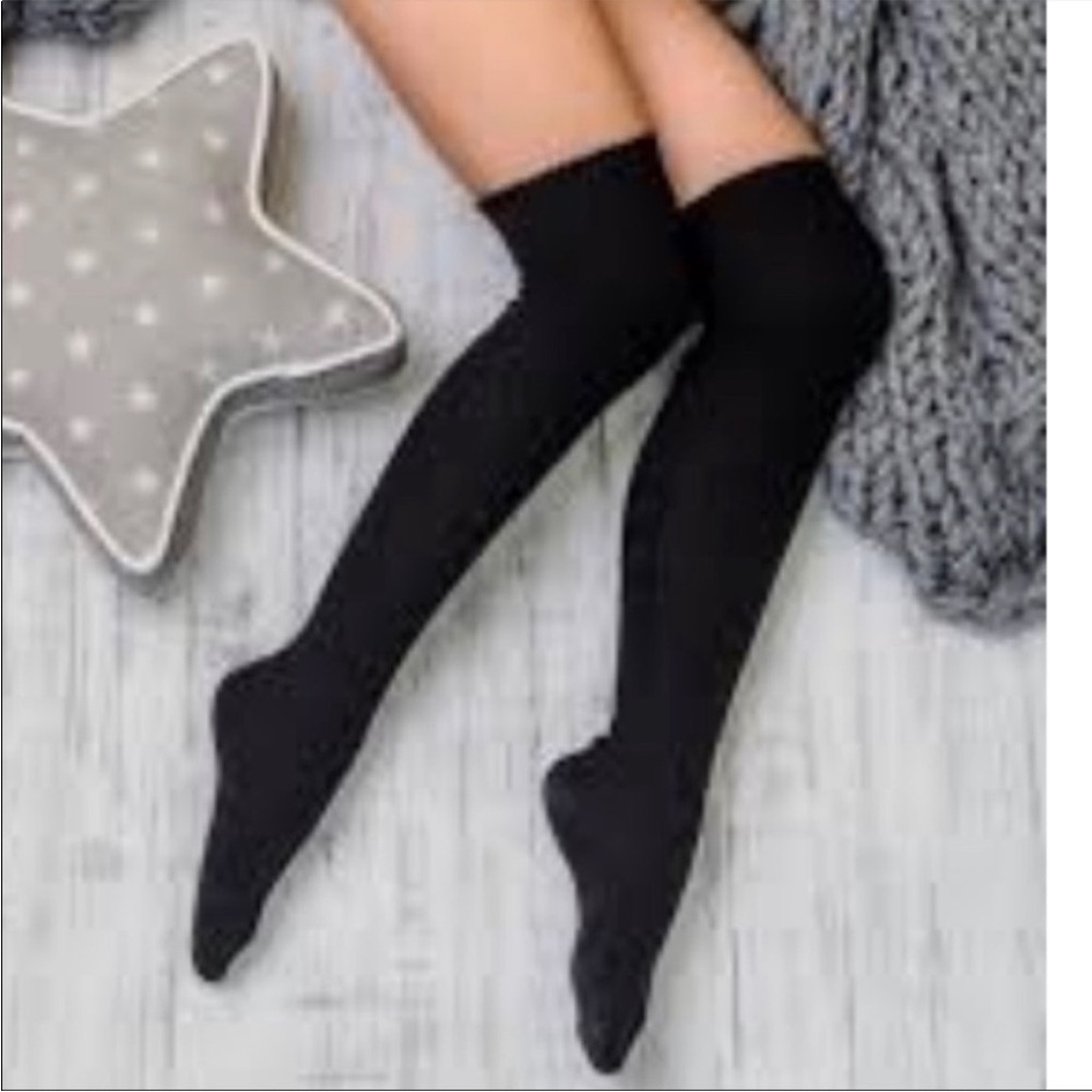 Black Cable Knit Over-the-Knee Socks - Picture 8 of 8